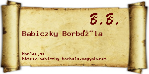 Babiczky Borbála névjegykártya